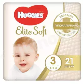 Huggies elite soft  podguzniklar 3, 5-9 kg, 21 sany Huggies 