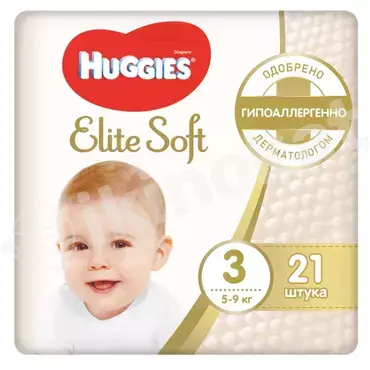 Подгузник  huggies elite soft 3, 5-9 кг, 21 шт Huggies 