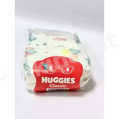 Подгузники huggies classic 3 jumbo 4-9кг, 4шт Huggies 