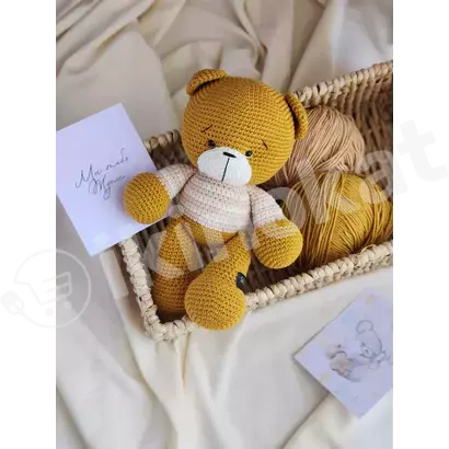 Мягкая игрушка ручной работы ''вязанный медвежонок в майке'' Silva knit 