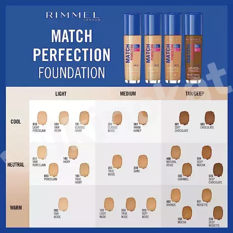 Rimmel match perfection foundation №10 ýüz üçin tonal kremi, 30ml Rimmel 