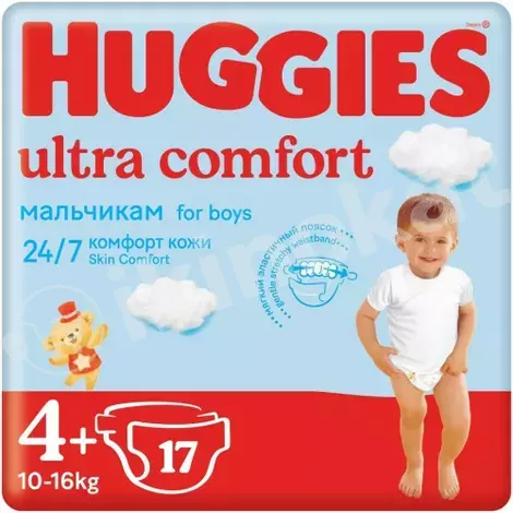 Подгузники huggies ultra comf (4 +) 10-16 kg 17шт для мальчиков Huggies 