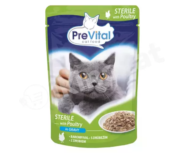 Влажный корм для стерилизованных кошек ''prevital'' с домашней птицей 100 гр Prevital 
