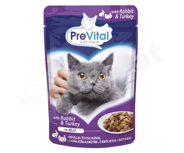 Влажный корм для кошек ''prevital'' с индейкой, кроликом в желе 100 гр Prevital 