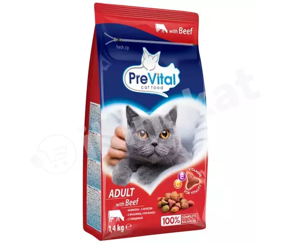 Сухой корм для кошек ''prevital'' с говядиной 1.4 кг Prevital 