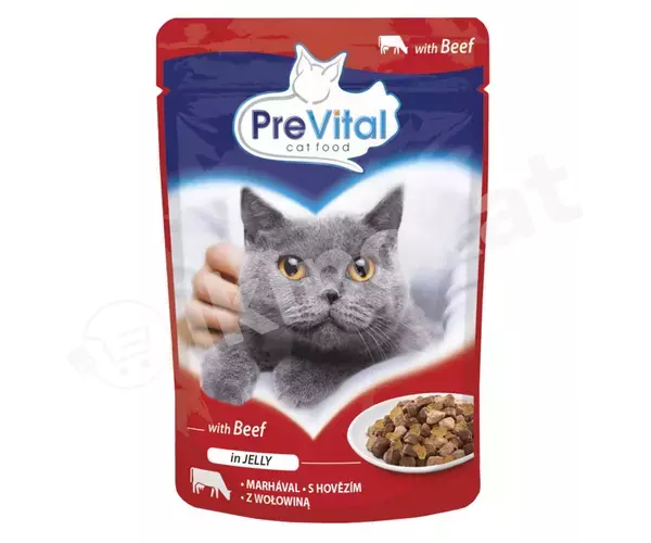 Влажный корм для кошек ''prevital'' с говядиной в желе 100 гр Prevital 