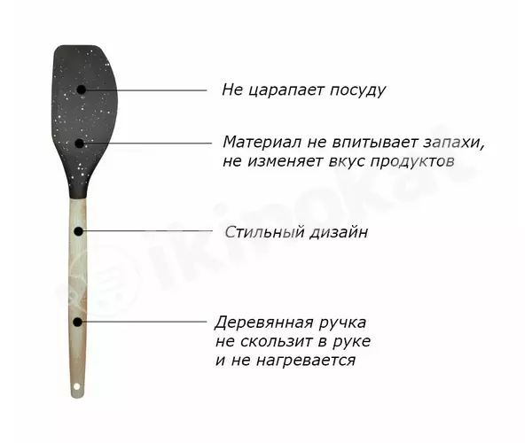 Кухонная кондитерская лопатка силиконовая с деревянной ручкой ds-0001, 1шт Неизвестный бренд 