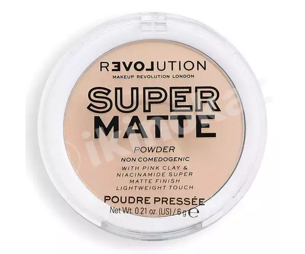 Makeup revolution super matte pressed powder vanilla ýüz üçin kompaktly mat pudra Revolution 