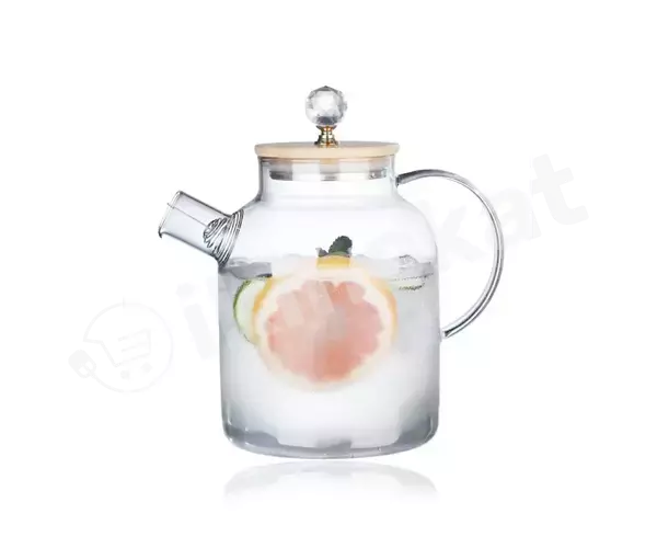 Чайник заварочный  прозрачный деревянная крышка с бриллиантом teapot 1800 ml tpzd-32  