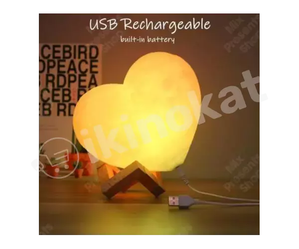 Светильник-ночник 3d "сердце" на деревянной подставке 14×14см Неизвестный бренд 