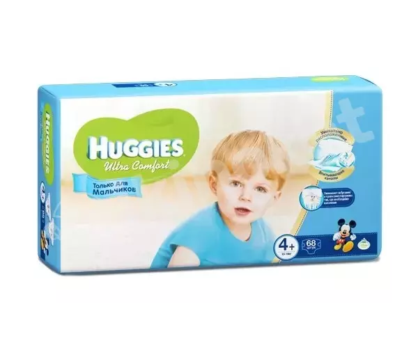 Подгузники на мальчика huggies ultra comfort giga 4+, 10-16кг, 68шт Huggies 