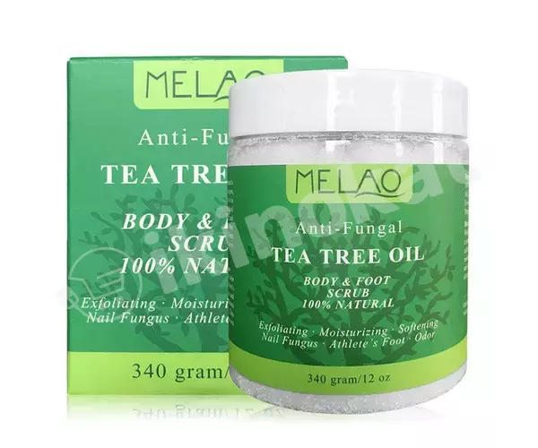Beden üçin skrab tebigy çaý agajynyň ýagy​ ekstrakty «tea tree scrub» Melao 