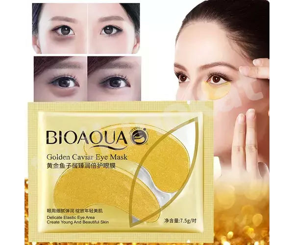 «bioaqua golden caviar eye mask» gözleriň daş-töweregini nemlendiriji we ýumşadyjy altyn we işbilli patçler Bioaqua 